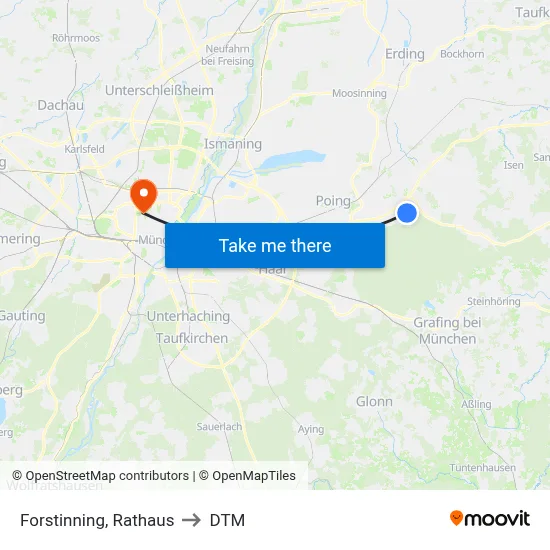 Forstinning, Rathaus to DTM map