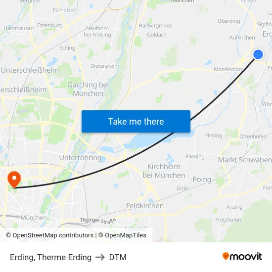 Erding, Therme Erding to DTM map