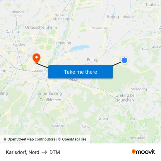 Karlsdorf, Nord to DTM map