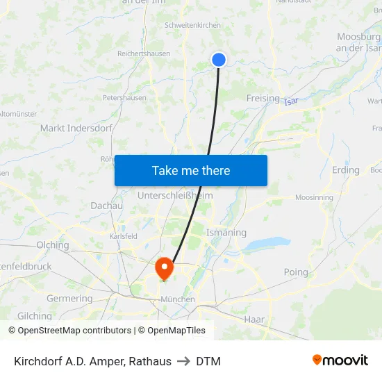Kirchdorf A.D. Amper, Rathaus to DTM map