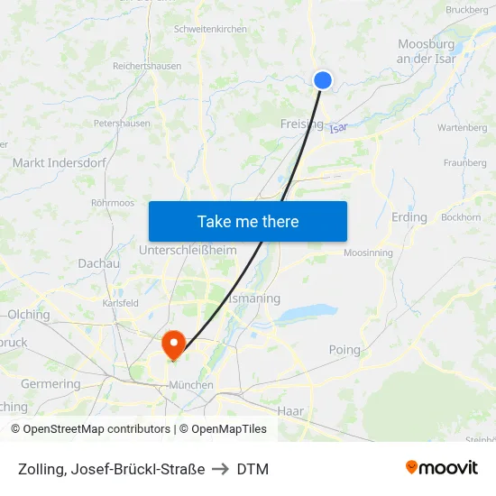 Zolling, Josef-Brückl-Straße to DTM map