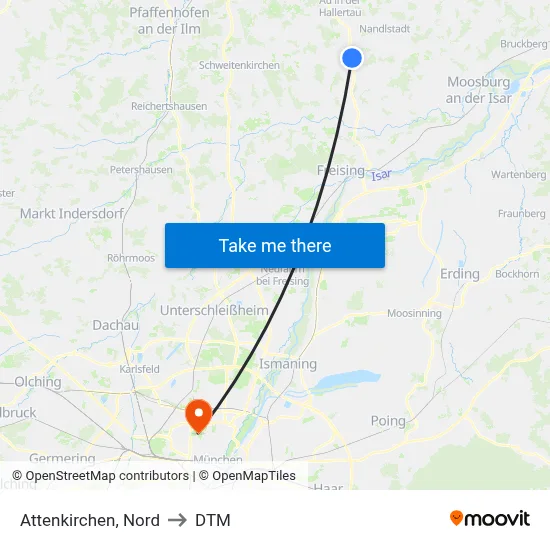 Attenkirchen, Nord to DTM map