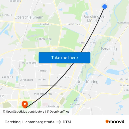Garching, Lichtenbergstraße to DTM map