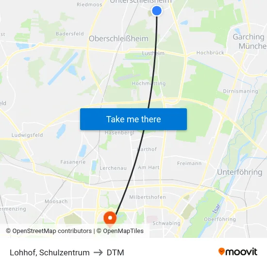 Lohhof, Schulzentrum to DTM map