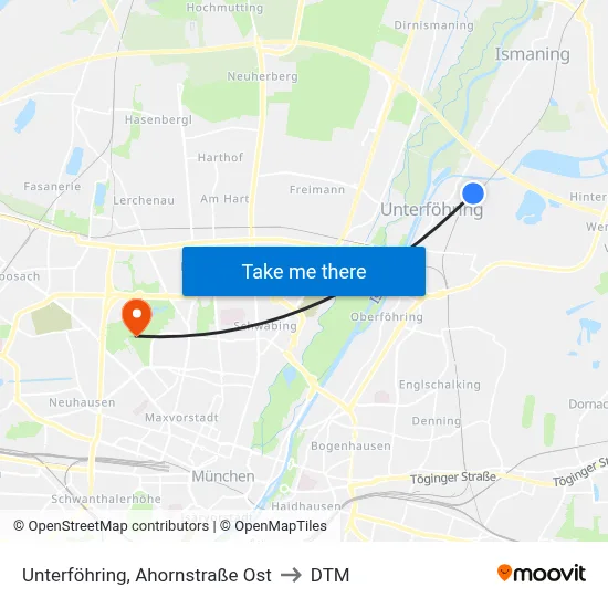 Unterföhring, Ahornstraße Ost to DTM map
