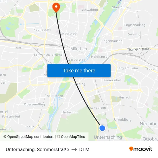 Unterhaching, Sommerstraße to DTM map