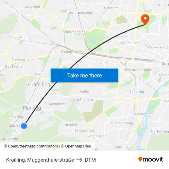 Krailling, Muggenthalerstraße to DTM map