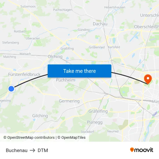 Buchenau to DTM map