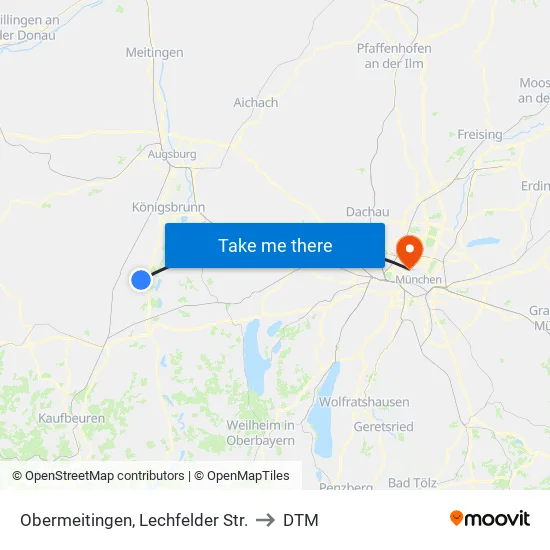 Obermeitingen, Lechfelder Str. to DTM map