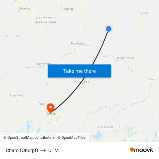 Cham (Oberpf) to DTM map