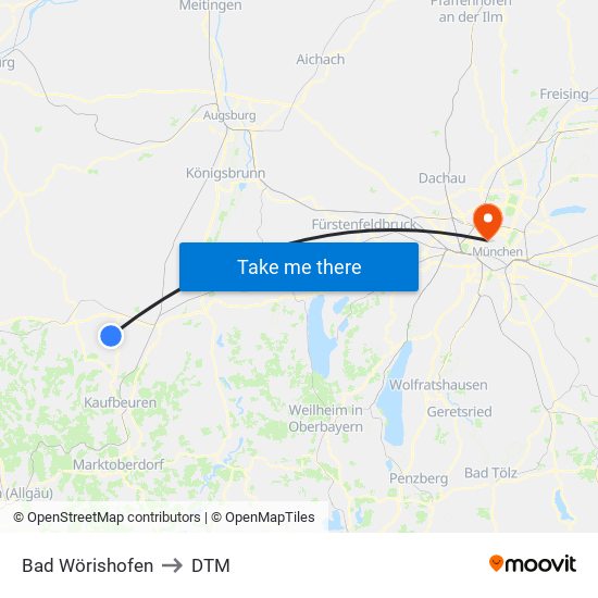 Bad Wörishofen to DTM map