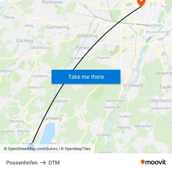 Possenhofen to DTM map