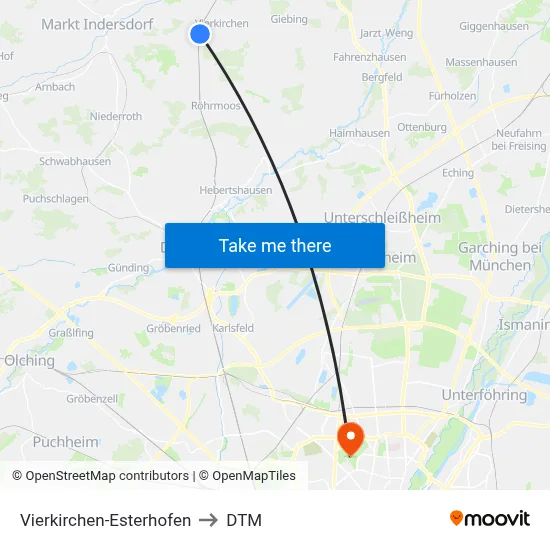 Vierkirchen-Esterhofen to DTM map