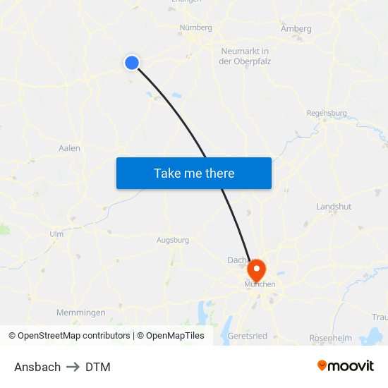 Ansbach to DTM map