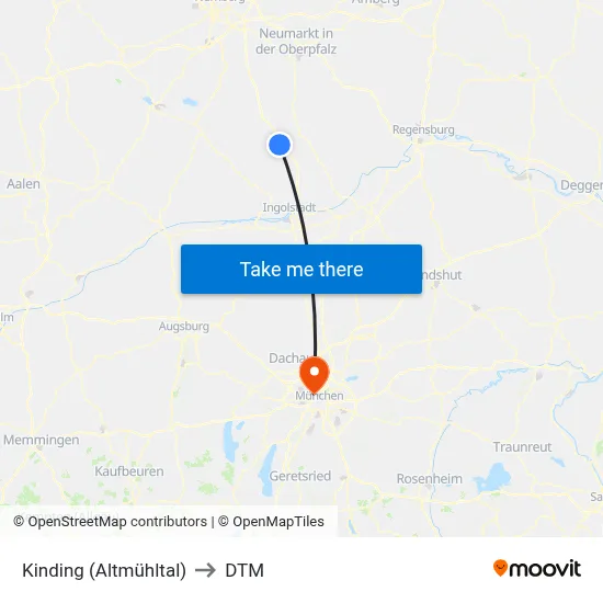 Kinding (Altmühltal) to DTM map