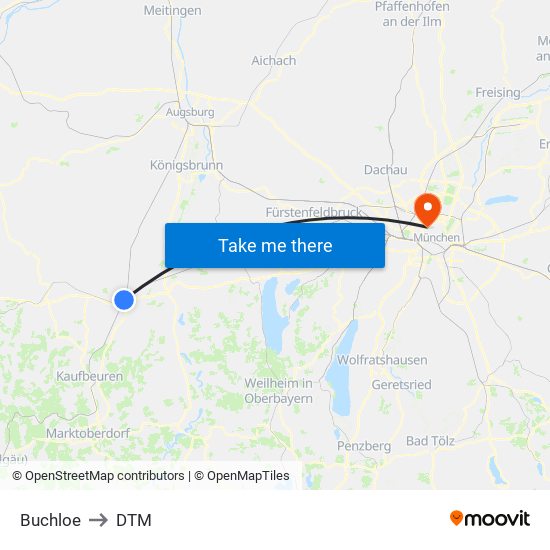 Buchloe to DTM map