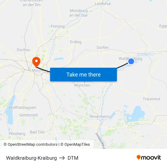 Waldkraiburg-Kraiburg to DTM map