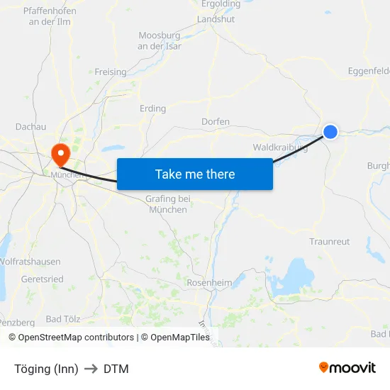 Töging (Inn) to DTM map