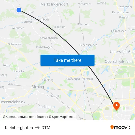 Kleinberghofen to DTM map