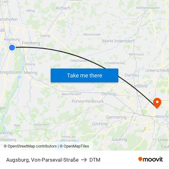 Augsburg, Von-Parseval-Straße to DTM map