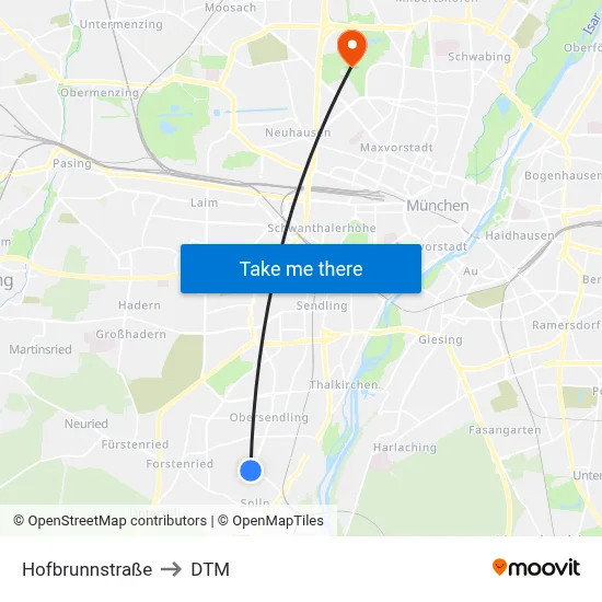Hofbrunnstraße to DTM map