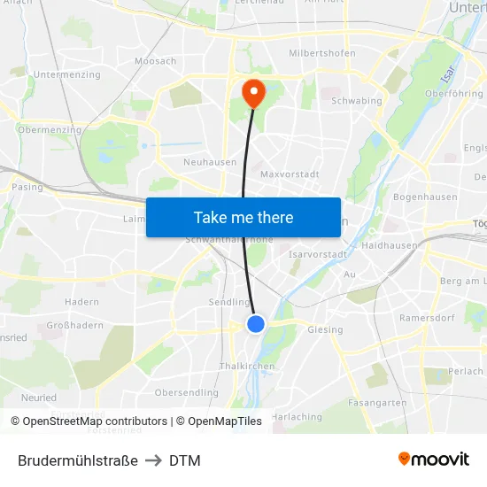 Brudermühlstraße to DTM map