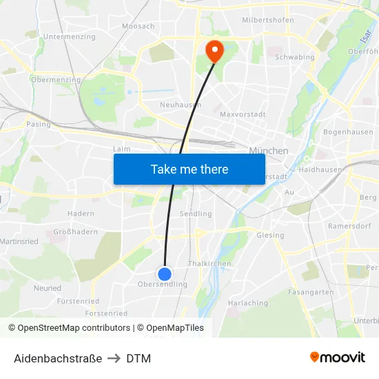 Aidenbachstraße to DTM map