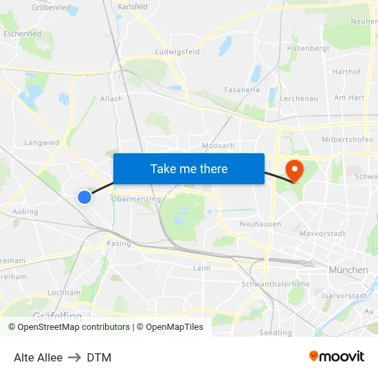 Alte Allee to DTM map