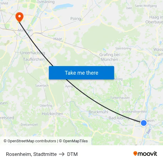 Rosenheim, Stadtmitte to DTM map