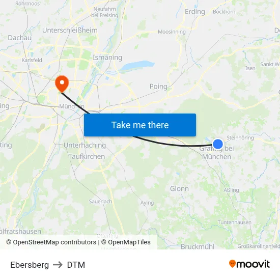 Ebersberg to DTM map