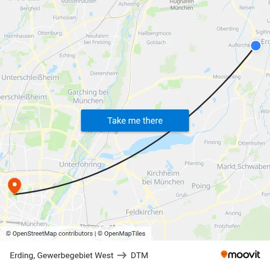 Erding, Gewerbegebiet West to DTM map