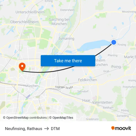 Neufinsing, Rathaus to DTM map
