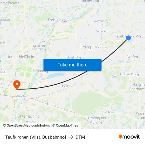 Taufkirchen (Vils), Busbahnhof to DTM map