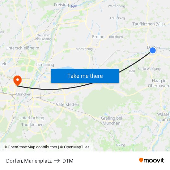 Dorfen, Marienplatz to DTM map