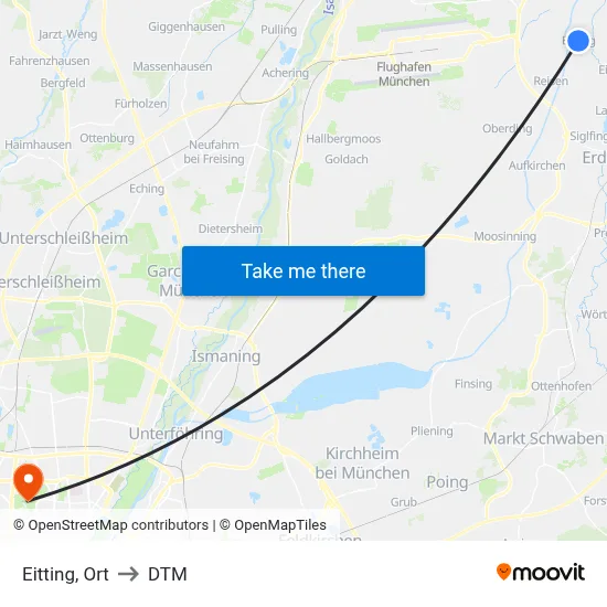Eitting, Ort to DTM map