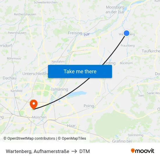 Wartenberg, Aufhamerstraße to DTM map