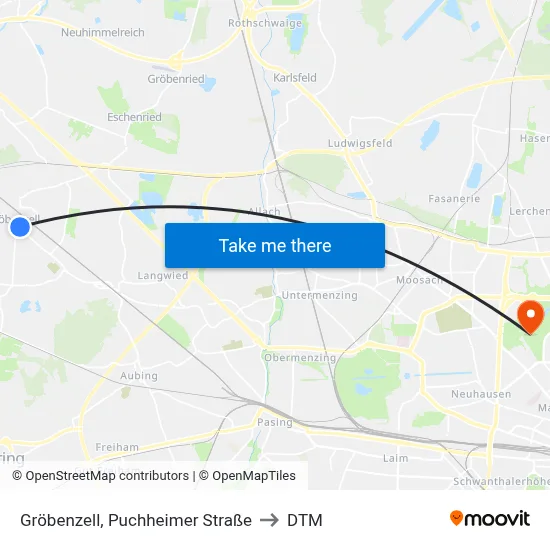 Gröbenzell, Puchheimer Straße to DTM map