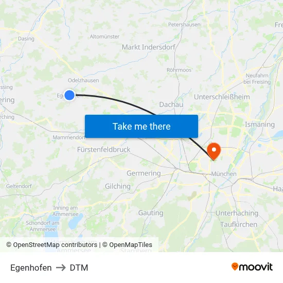 Egenhofen to DTM map