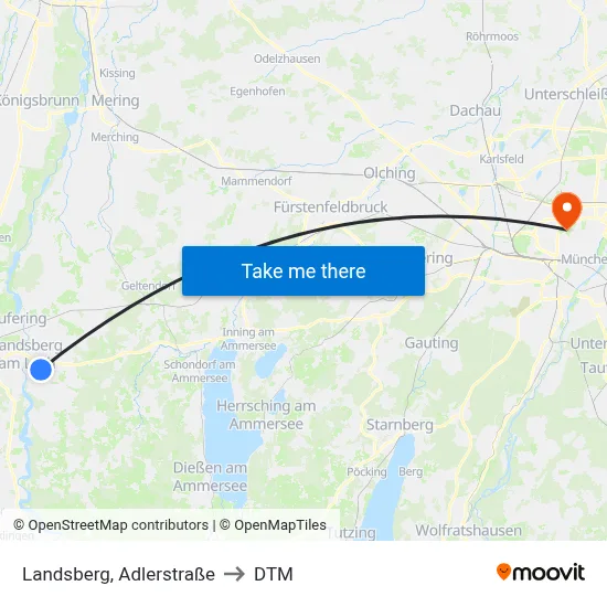 Landsberg, Adlerstraße to DTM map