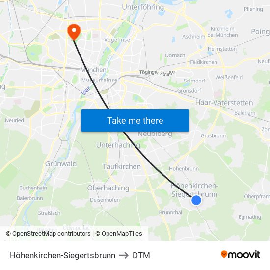 Höhenkirchen-Siegertsbrunn to DTM map