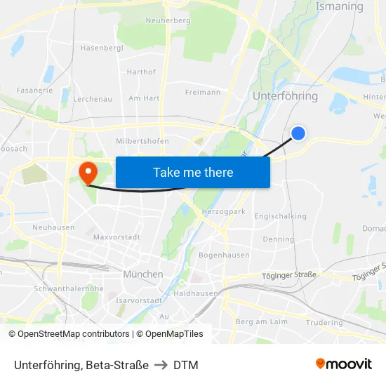 Unterföhring, Beta-Straße to DTM map
