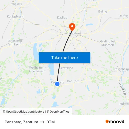 Penzberg, Zentrum to DTM map