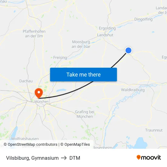 Vilsbiburg, Gymnasium to DTM map