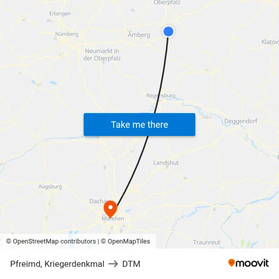 Pfreimd, Kriegerdenkmal to DTM map