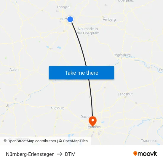 Nürnberg-Erlenstegen to DTM map