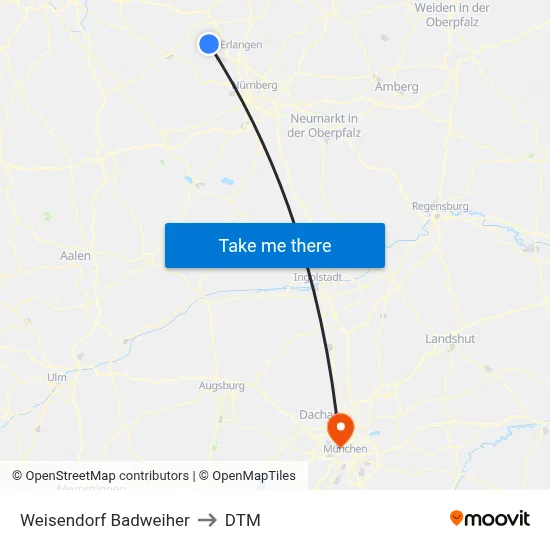 Weisendorf Badweiher to DTM map
