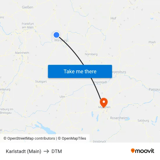 Karlstadt (Main) to DTM map