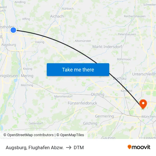 Augsburg, Flughafen Abzw. to DTM map