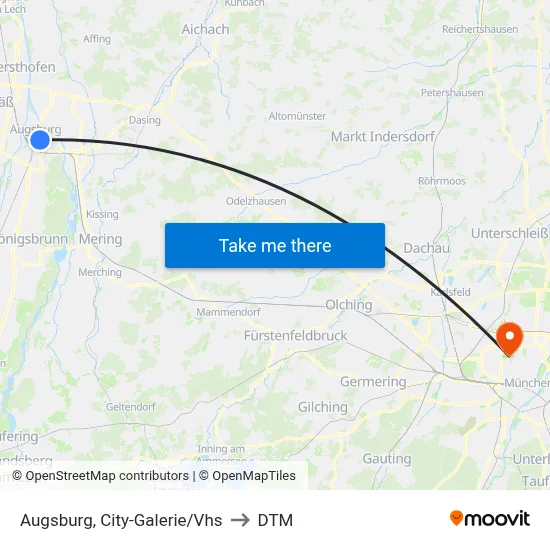 Augsburg, City-Galerie/Vhs to DTM map