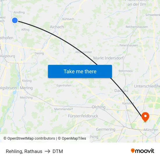 Rehling, Rathaus to DTM map